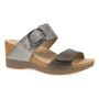 Sandal, Dansko Shannon, metallic straps, wedge heel, cushioned footbed for comfort.