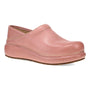 Clog in pink leather by Dansko Platform Pro with visible stitching, memory foam footbed, and slightly raised heel.