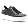 Shoe ara Mikky, black patent leather with gold eyelets, beige heel accent, removable cushioned insoles for comfort.