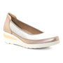 Slip-on shoe, beige and white, by ara Zinnia with textured upper, HighSoft cushioning, and white rubber sole.