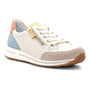 Sneaker, ara Oleanna: white with beige suede toe, blue and coral details, comfort technology, brown sole.