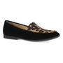 Loafer, black suede with leopard print, Dansko Lorri, low heel, round toe, removable footbed for comfort.