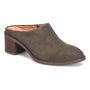 Shoe, brown suede, Comfortiva Harrington with closed toe, open back, mid-heel and memory foam footbed.
