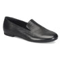 Loafer in black by Comfortiva with memory foam footbed, rounded toe, low heel, shown on white background.