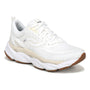 Shoe, Ryka Rezorb Max, white mesh with beige accents, chunky sole, RE-ZORB cushioning for comfort.