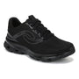 Sneaker, black mesh, Ryka Devo Stride Lx, lace-up closure, textured rubber sole for traction, women’s comfort design.
