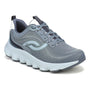 Shoe, Ryka Podflow 2, gray/light blue mesh upper, lace-up white sole, arch support for women.
