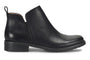 Boot, black leather, Sofft Beatrice, ankle height with side elastic, weatherproof, shown on white background.