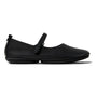 Mary Jane flat, black calfskin, Camper Right 201365 with instep strap on white background. Comfort-focused design.