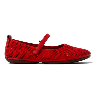 Right Nina Moccasin in Medium Red - side view