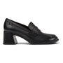 Loafer, black leather, Camper Kora Moccasin with Ortholite footbed, low heel, low vamp, and small heel logo.