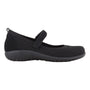Shoe, Naot Taranaki Mary Jane in black mesh upper with slip-resistant sole, shown in profile on white.
