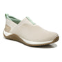 Sneaker, beige knit with ribbed texture and mint accents, Ryka Echo Knit womens slip-on designed for comfort walking.