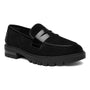 Loafer, black suede with chunky sole, glossy strap; ara Caladium with HighSoft comfort tech for all-day wear.