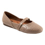 Mary Jane flat by Softwalk Samara, taupe reptile pattern, single strap, cushioned footbed for comfort.