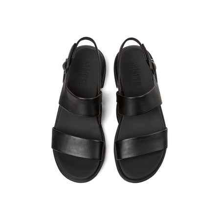 Edy Leather Sandal in Black - top view