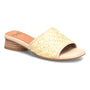Sandal, beige woven Sofft Sahara, low block heel, cushioned footbed visible for comfort.