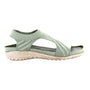 Sandal, light green vegan material, Naot Kawhia; open toe, side cutouts, textured sustainable sole.