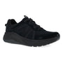 Sneaker, black mesh and suede, Dansko Poppy with thick sole, orthotic-friendly for walking comfort.