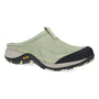 Clog, Dansko Pia: light green slip-on with black toe cap, Vibram waterproof outsole, textured rubber for traction.