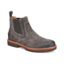 Boot features: Align Rangley grey suede, elastic sides, pull tab, orange welt, slip-resistant lug sole.