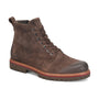 Boot, brown suede, Align Ryder: weatherproof lace-up with thick lug sole and red welt stripe, shown in profile.