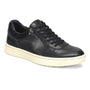 Shoe by Align, black leather lace-up with white sole, street style, features dual density arch support.