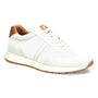 Shoe by Align, white low-top with premium full-grain leather accents, light brown rubber sole, comfort fit.