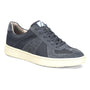 Shoe, Align Verano, dark blue suede and mesh, cream rubber sole, visible arch support insoles.