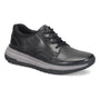 Shoe, Align Burne: black leather lace-up with thick two-tone sole and visible arch support, side view on white.