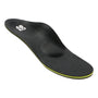Insole, black ABEO 3D3 Orthotics Premium Womens Metatarsal with green stripe, logo at heel, orthotic support.