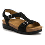 Sandal, black, ABEO Algarve Buckle, two adjustable straps, cork sole, arch support, slight platform.