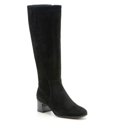 Avenue Tall Metatarsal in Black Suede - side view