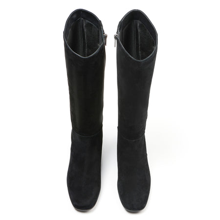 Avenue Tall Metatarsal in Black Suede - top view