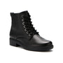 Boot, black leather, ABEO Compass Lace Metatarsal with arch support, low block heel, and silver eyelets.