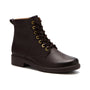 Boots, dark brown leather, ABEO Compass Lace Metatarsal, gold eyelets, low heel, orthotic support.