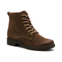 Boot, brown suede, ABEO Compass Lace with flat sole and visible arch support on white background.