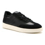Shoe, ABEO Encore Court, black leather, womens low-top with black laces, white sole, orthotic footbed for comfort.