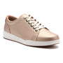 Sneaker, womens, rose gold with white laces and sole, ABEO Encore with built-in orthotic footbed for support.