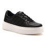 Sneaker, black leather, ABEO Jumpstreet Court Metatarsal, womens, with white platform sole and visible arch support.