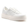 Shoe, white leather ABEO Jumpstreet Court Metatarsal with platform sole, laces, stitched accents, metatarsal support.
