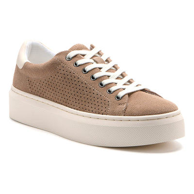 Jumpstreet Sneaker in Taupe Perforated - side view