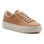 Shoe, tan leather, ABEO Jumpstreet Sneaker Metatarsal with beige laces, orthotic footbed, and white sole.
