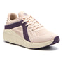 Shoe, beige mesh upper with purple accents, thick sole. ABEO MXV Shift with visible arch support for comfort.