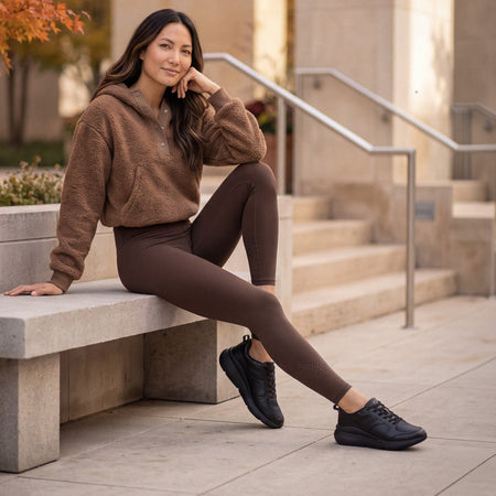 Model wearing Mxv Shift Leather Metatarsal in color Black