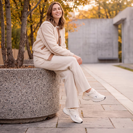 Model wearing Momentum MXV Stride Metatarsal in color White