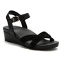Sandal, ABEO Riviera II, leather with open toe, ankle strap, wedge heel and built-in orthotic support.
