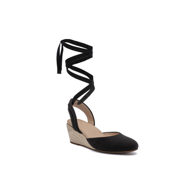 Veranda Espadrille Lace Metatarsal in Black Canvas - side view