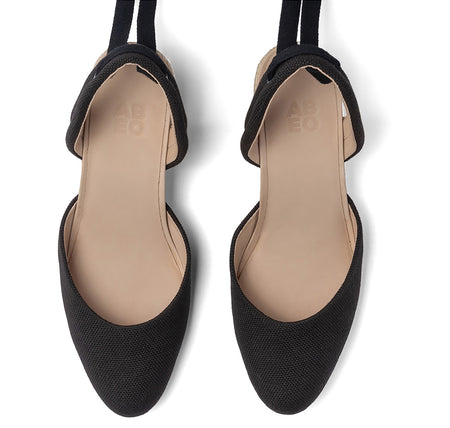 Veranda Espadrille Lace Metatarsal in Black Canvas - top view