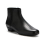 Boot, black leather, ABEO Via Boot Metatarsal; women’s ankle height, arch support, low heel, side seam; on white background.
